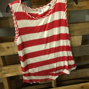 CAbi red white sleeveless tank M